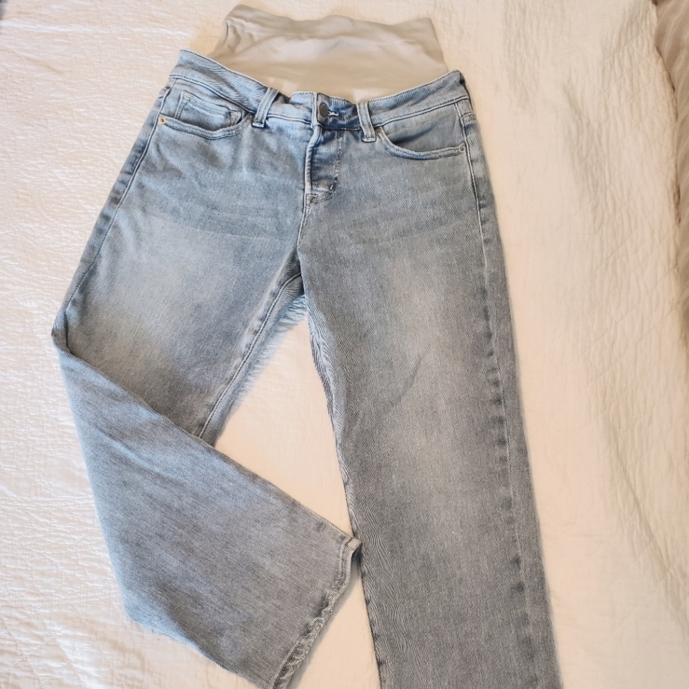New Blanqi Postpartum Straight Crop Jeans 6 Bleach 90s Support Light Wash
